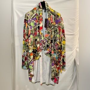 Love University Spandex “Love of Money” Long Sleeve Open Front Cover Up